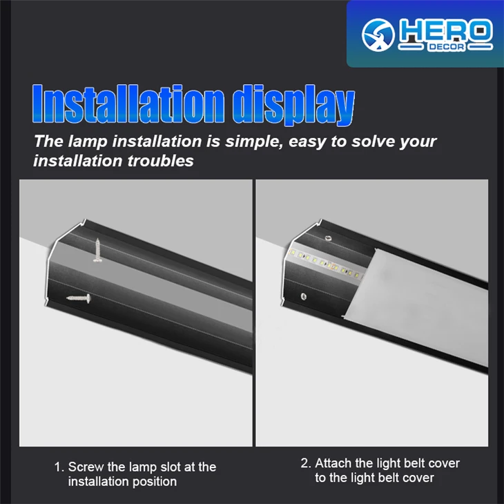 led strip corner profile installation display